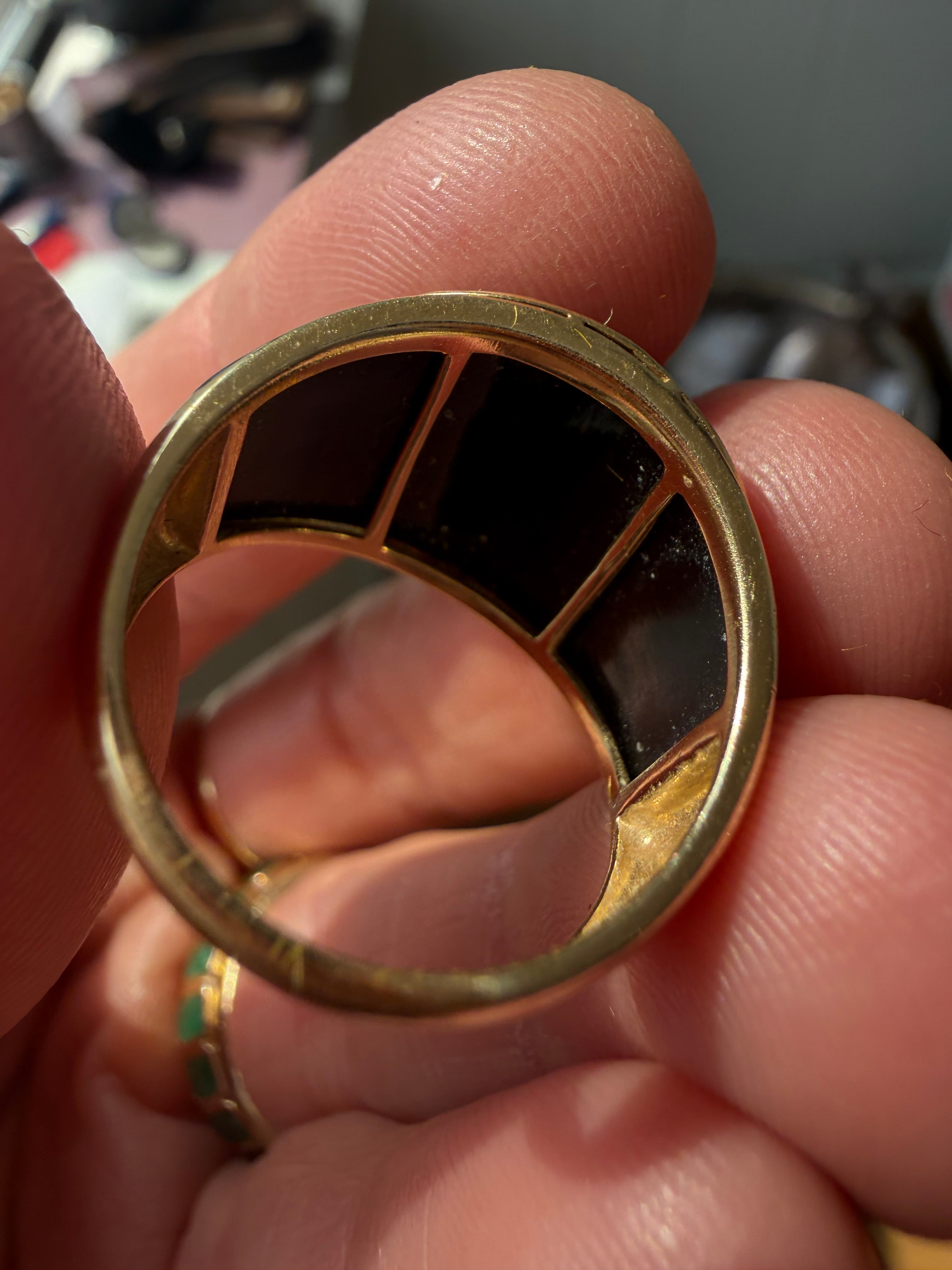 black onyx gold spiral ring