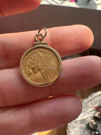 $2.5 Indian Gold Quarter in bezel