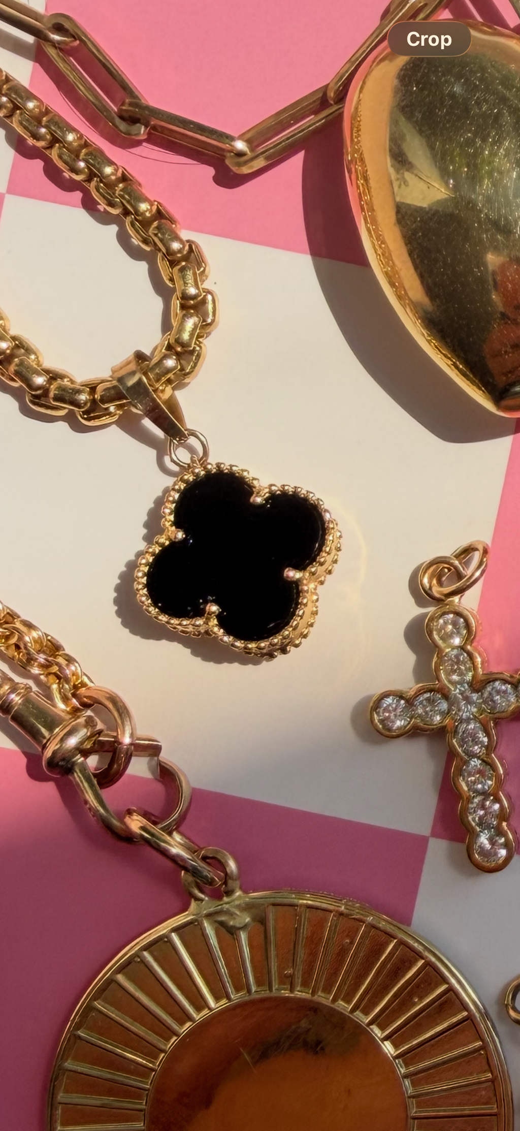 onyx + 18k gold clover