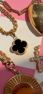 onyx + 18k gold clover