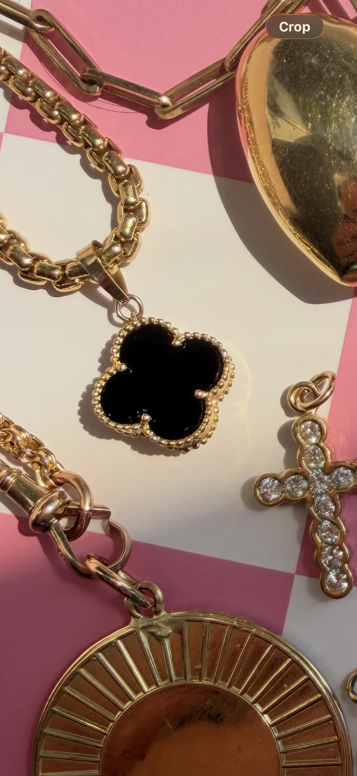 onyx + 18k gold clover