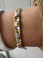 two tone triangle link with glass stones bracelet