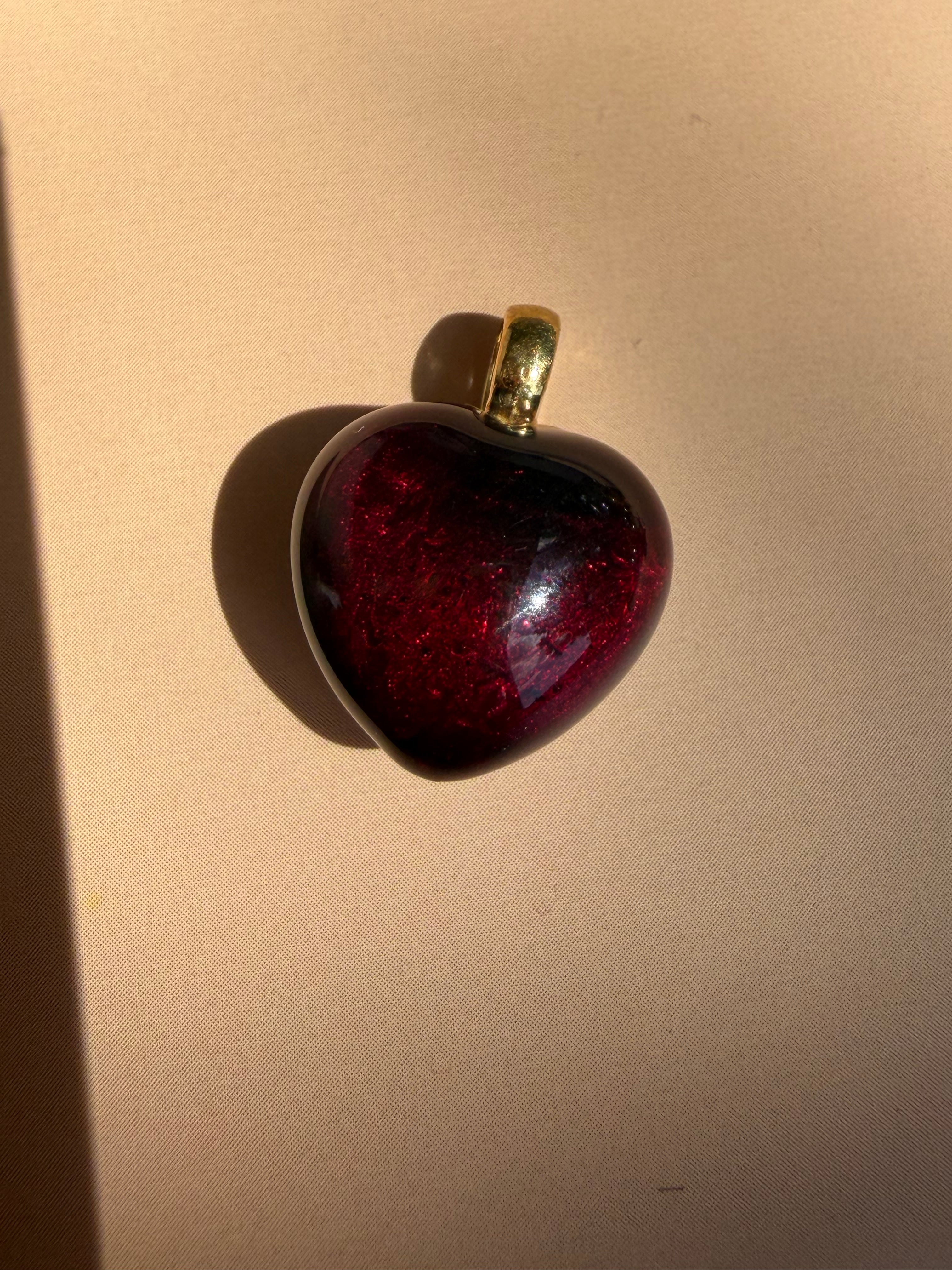 enamel hearts with 18k gold bail