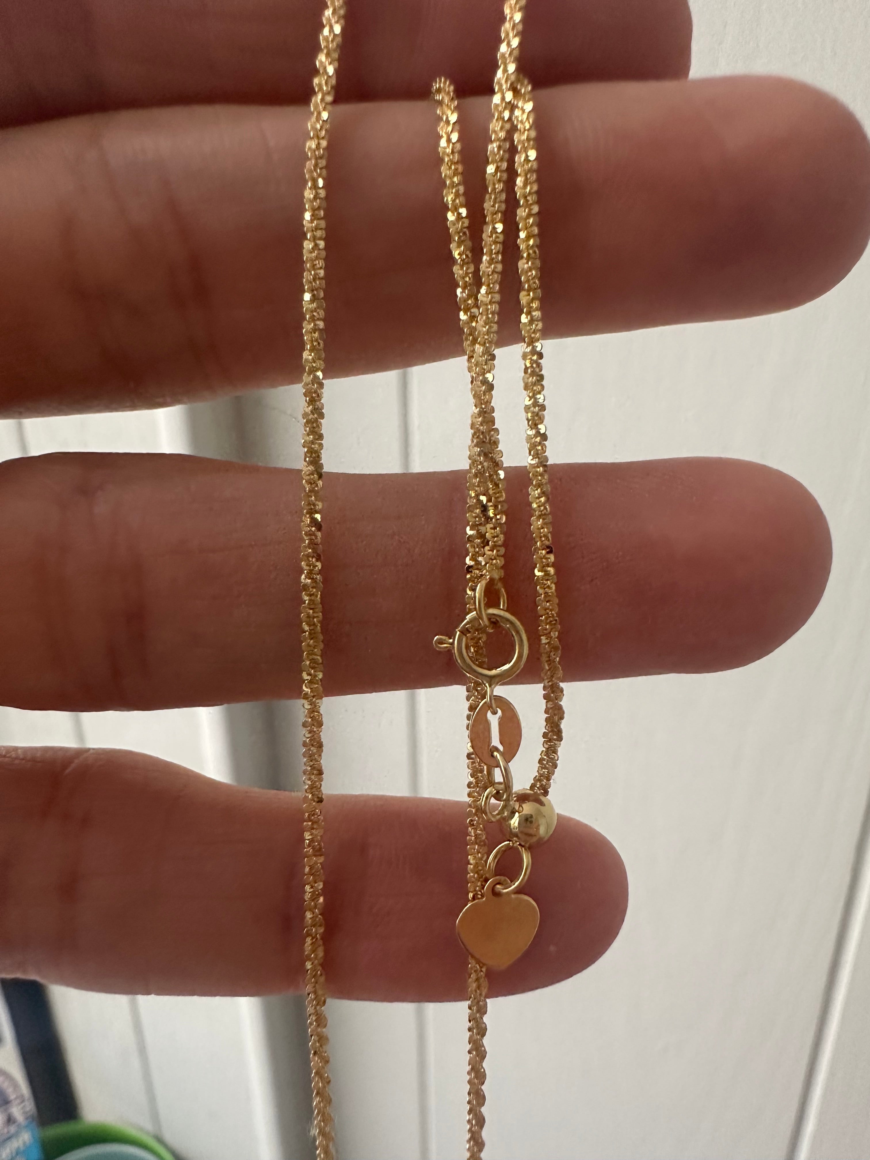 18k confetti chain with adjustable length slider