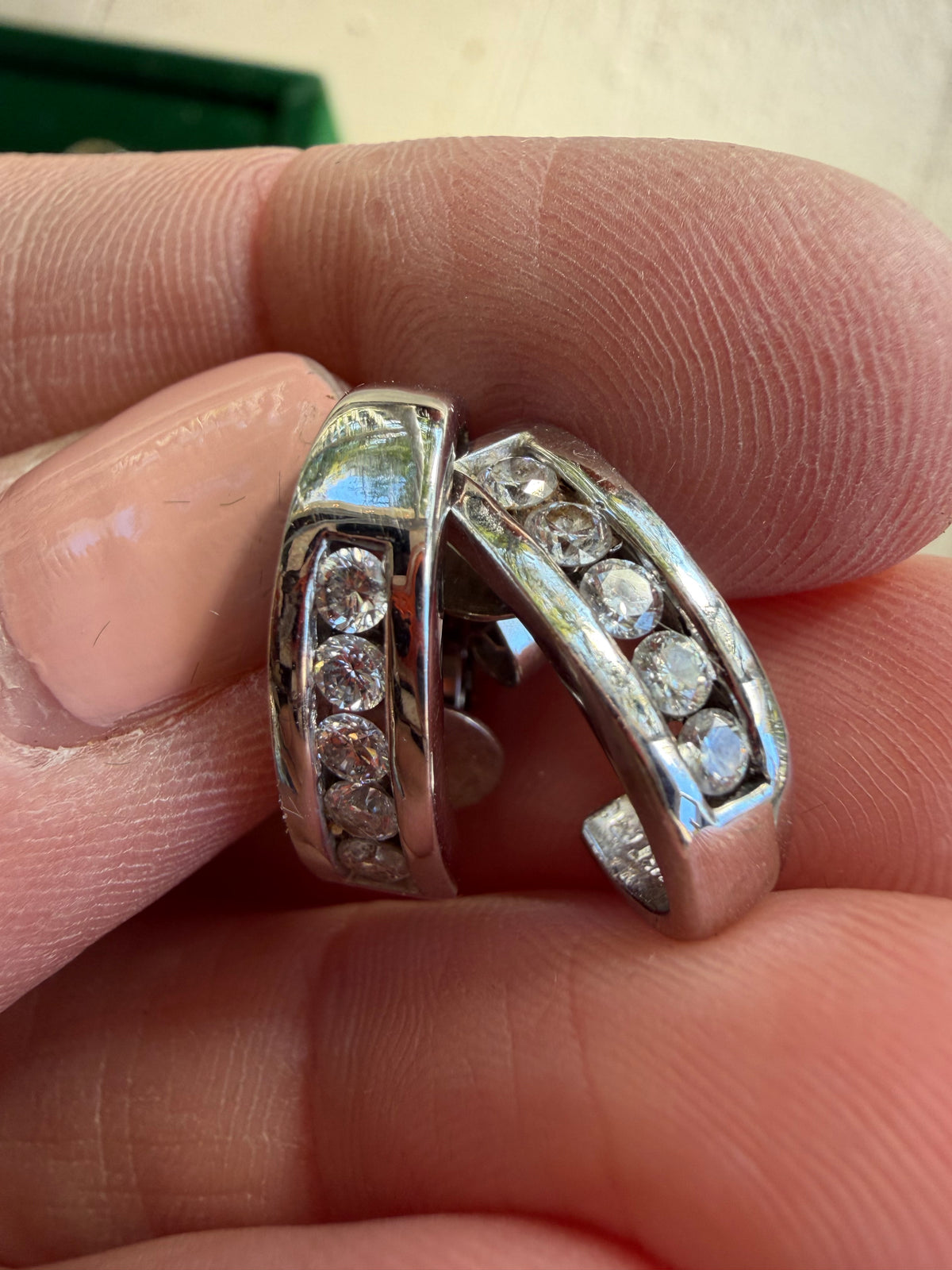 white gold diamond J hoops