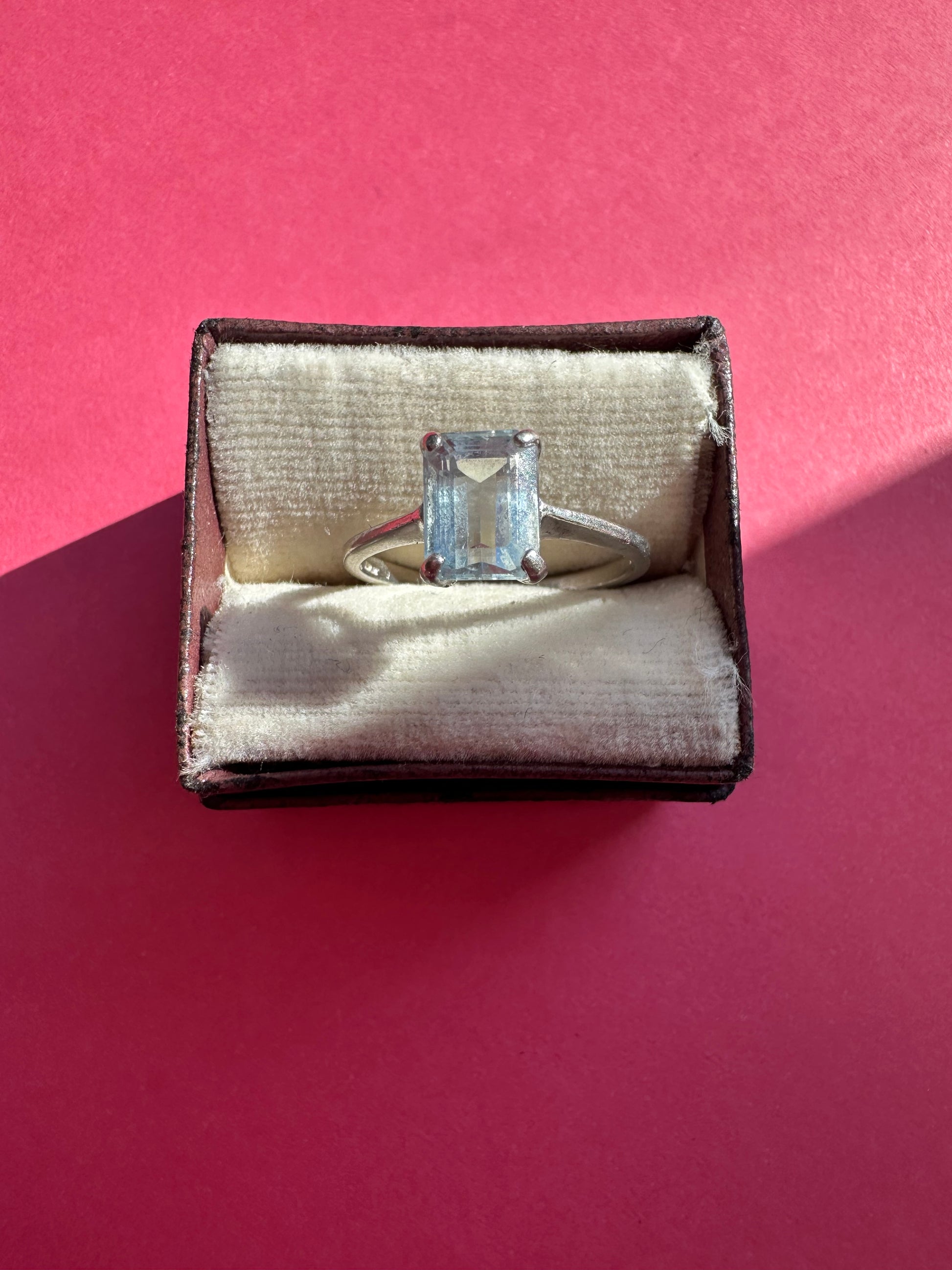 platinum and emerald cut aquamarine