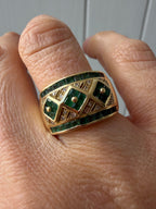 emerald and diamond checkerboard ring