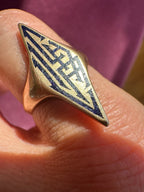 antique navette style onyx inlay signet