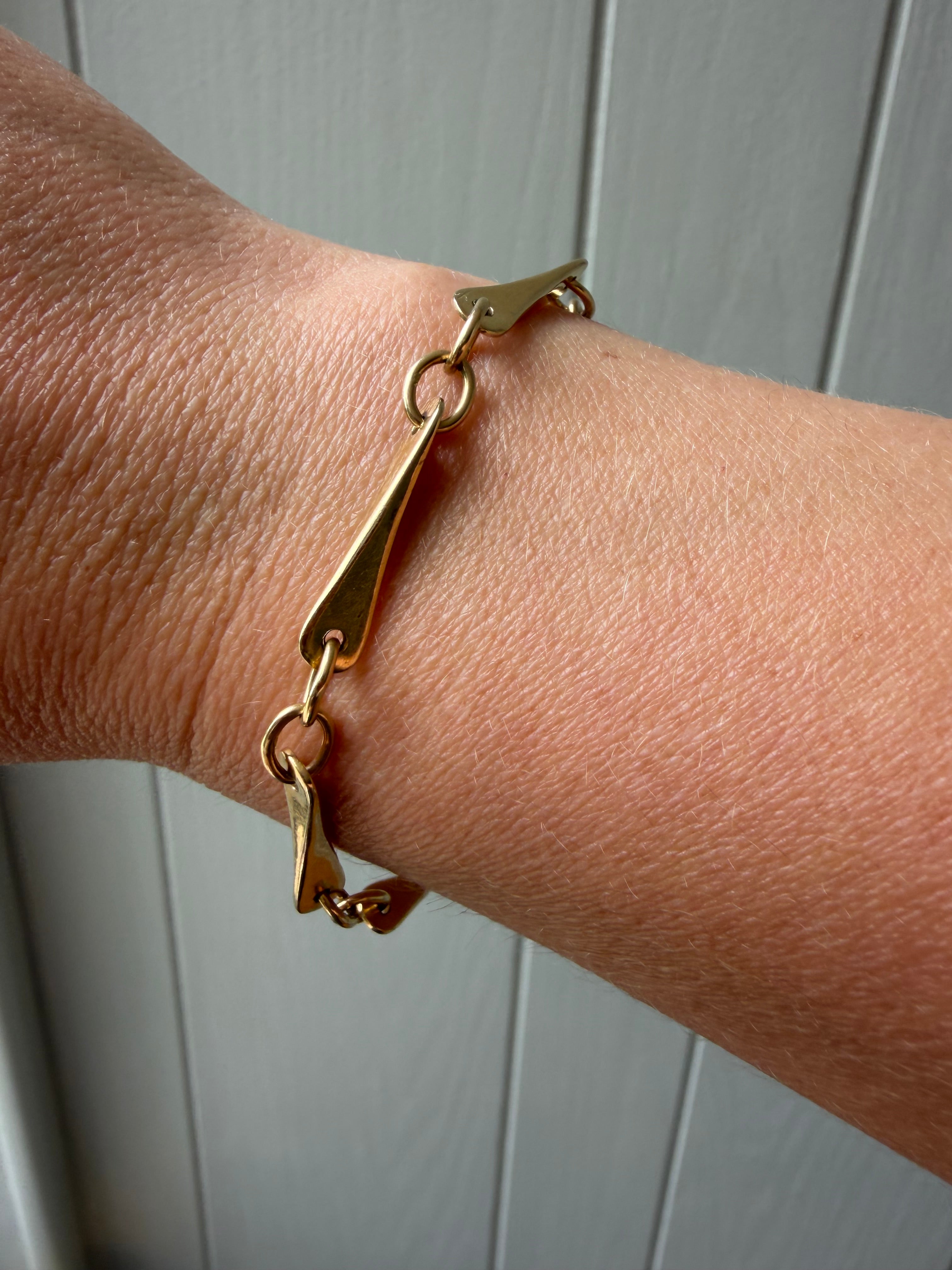unique long angled bar link bracelet