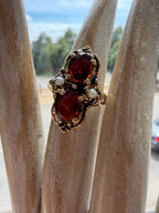 vintage garnet and seed pearl navette ring