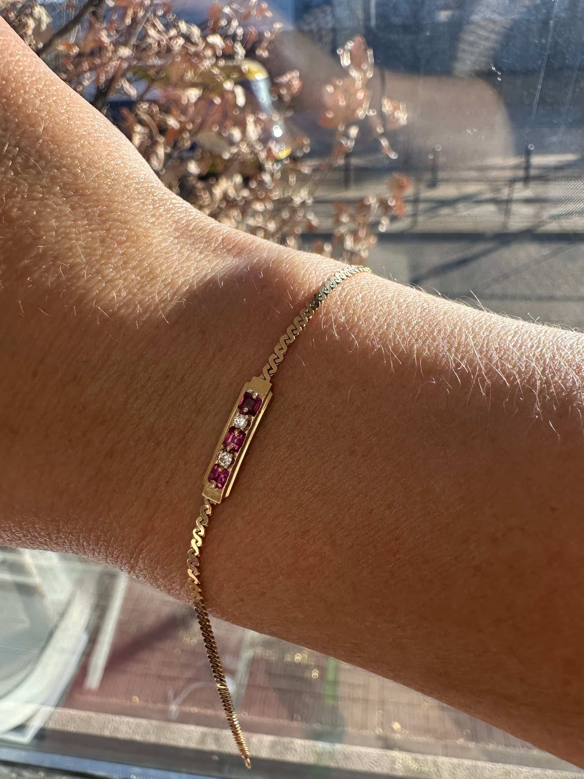 ruby and diamond bar bracelet