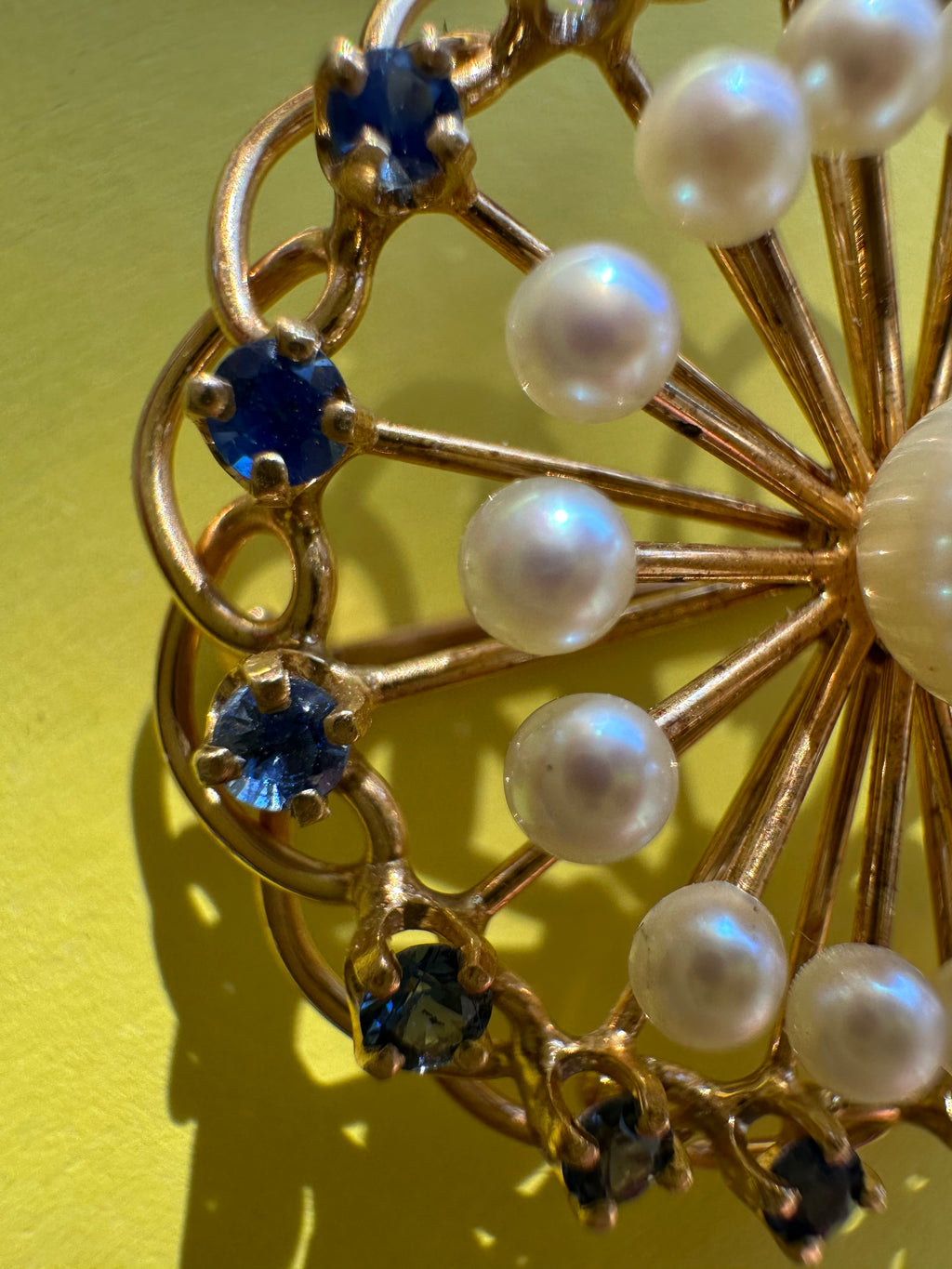 pearl and sapphire brooch