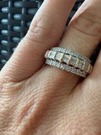 baguette and round diamond dome ring
