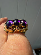 cabochon amethyst trio ring