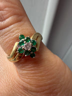 natural emerald and diamond cluster ring