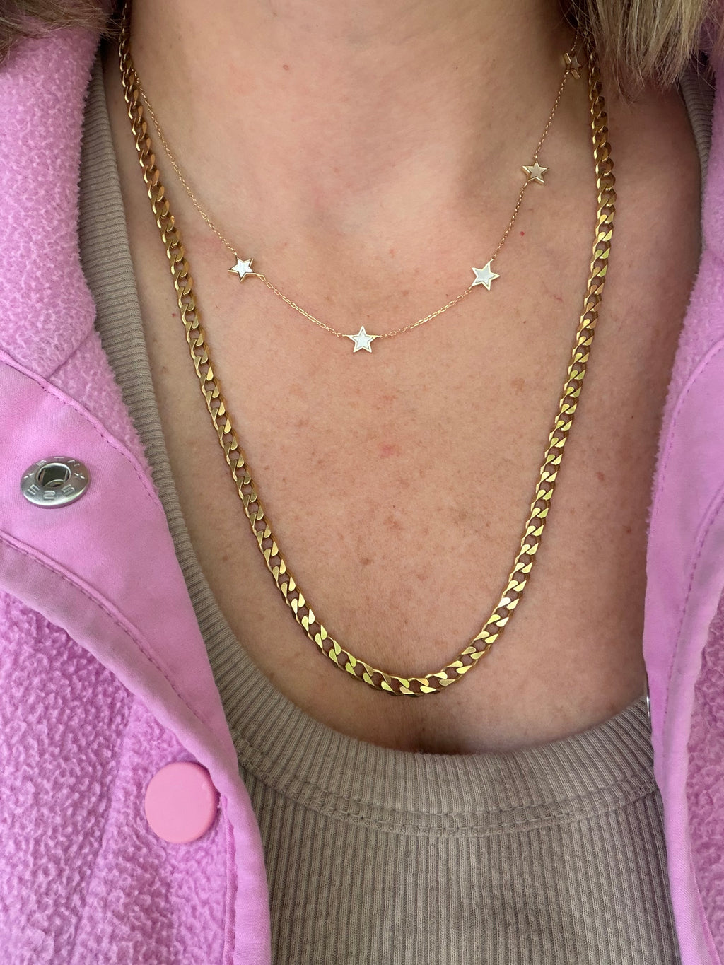 18k yellow gold 24” square link curb chain