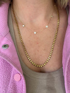 18k yellow gold 24” square link curb chain