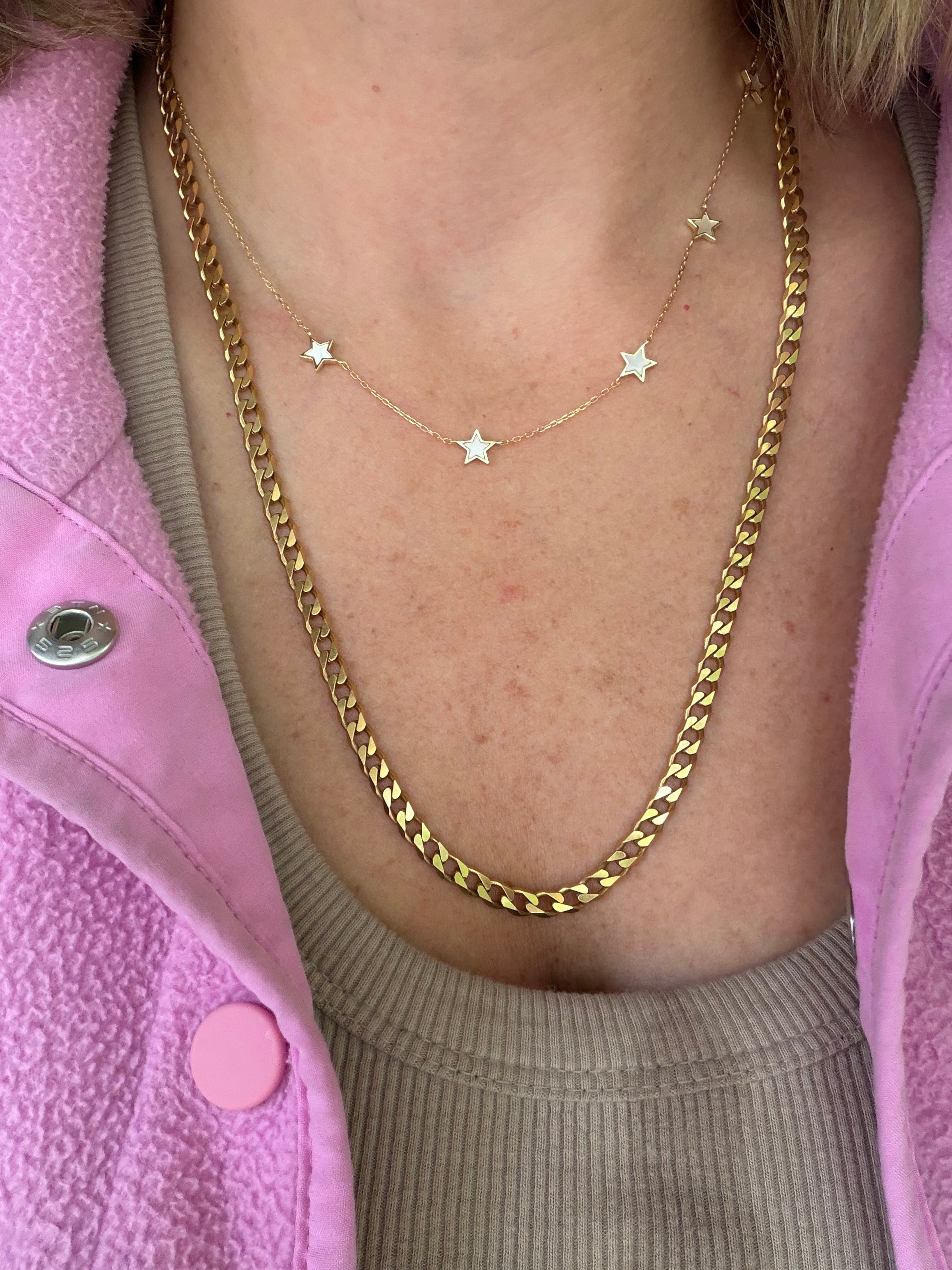 18k yellow gold 24” square link curb chain