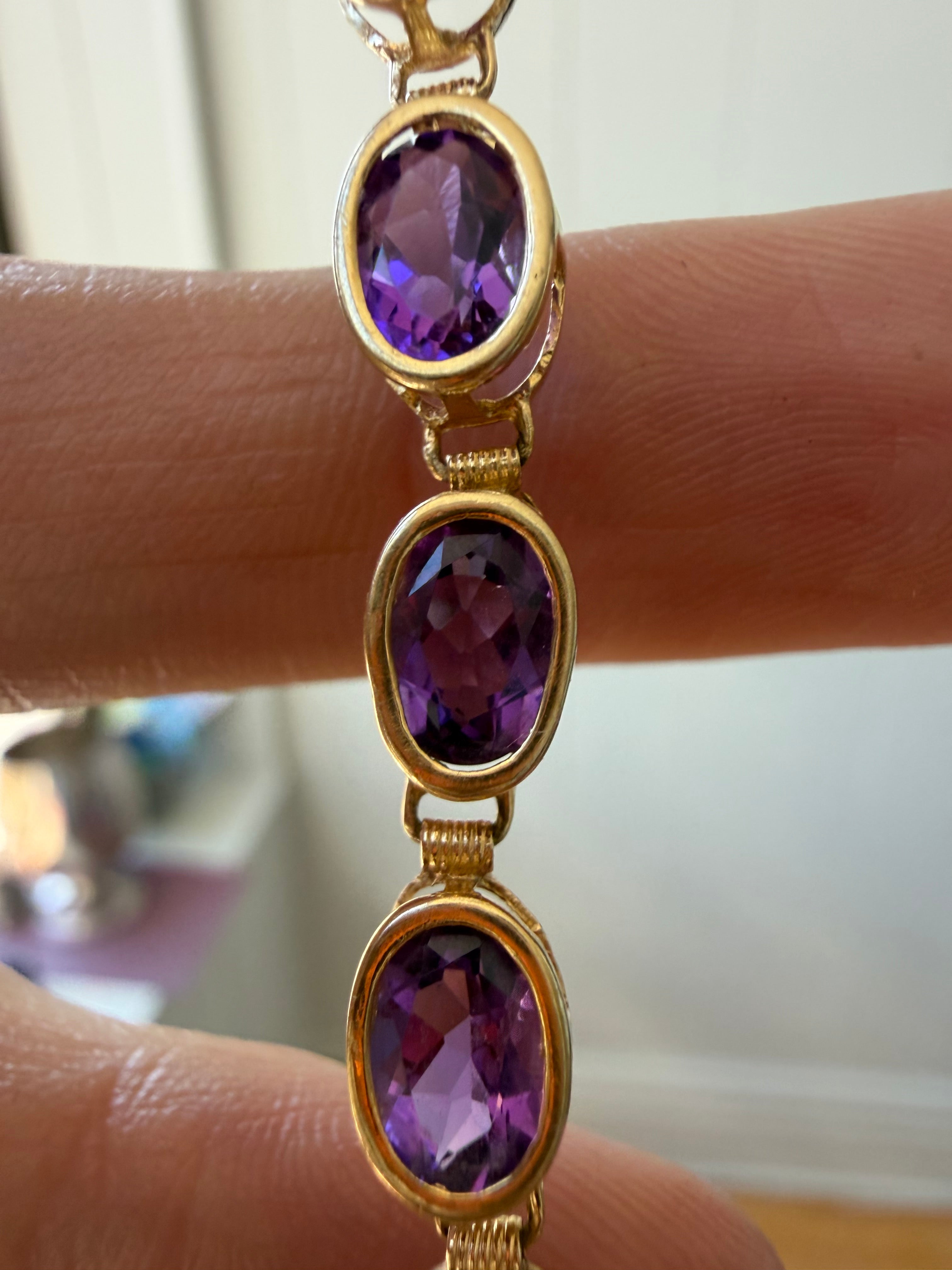 bezel set amethyst bracelet