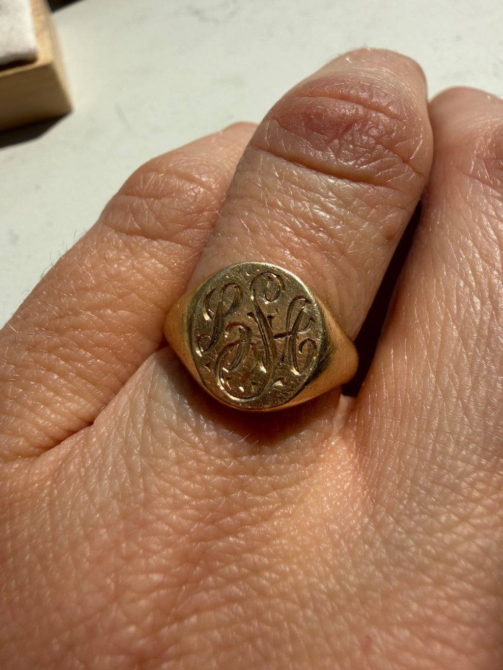 14k gold signet engraved LSA