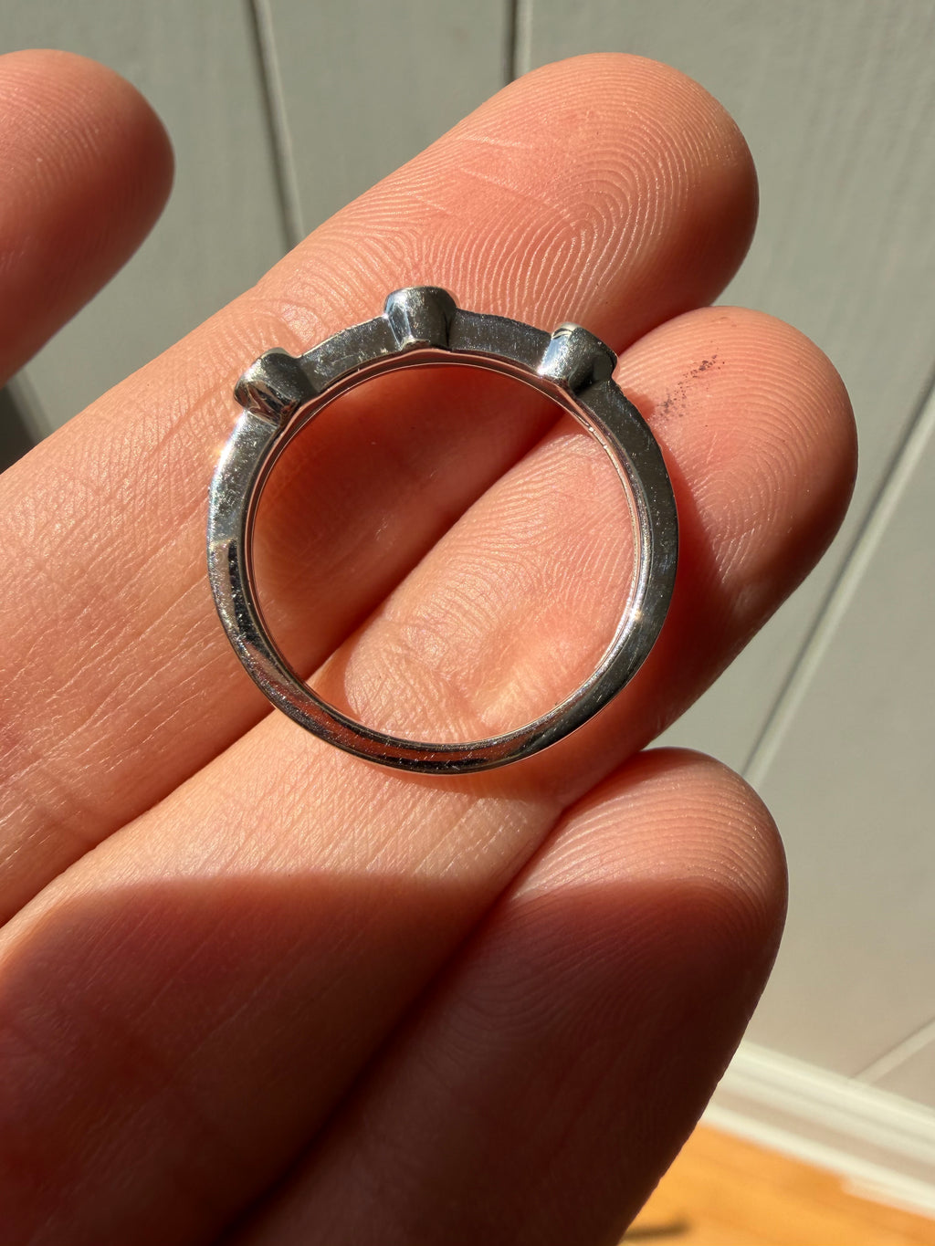 white gold and bezel set milgrain diamonds