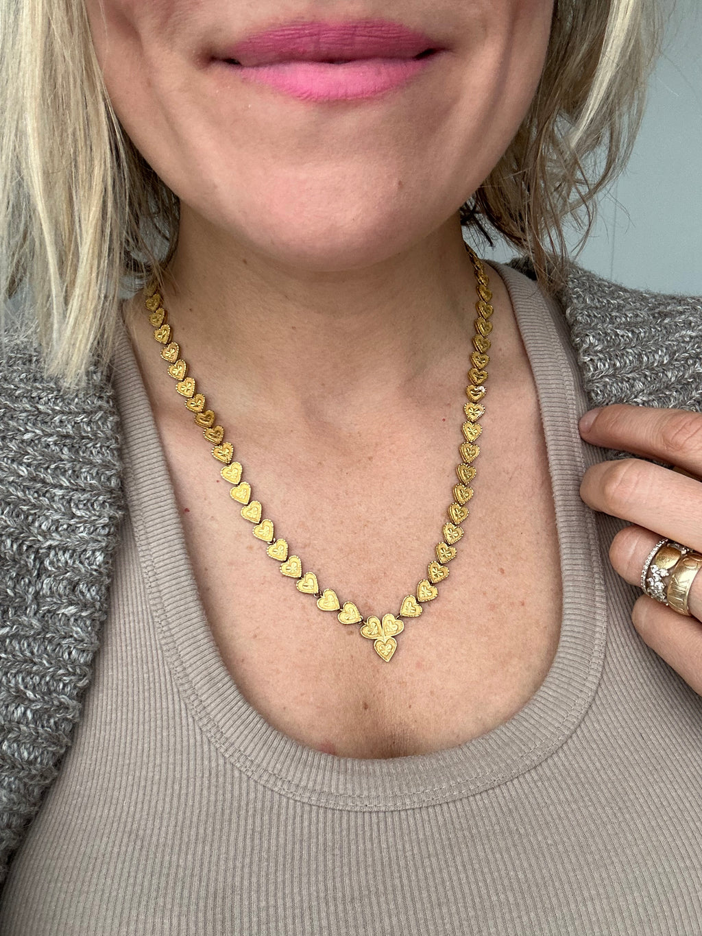 21k gold hearts necklace