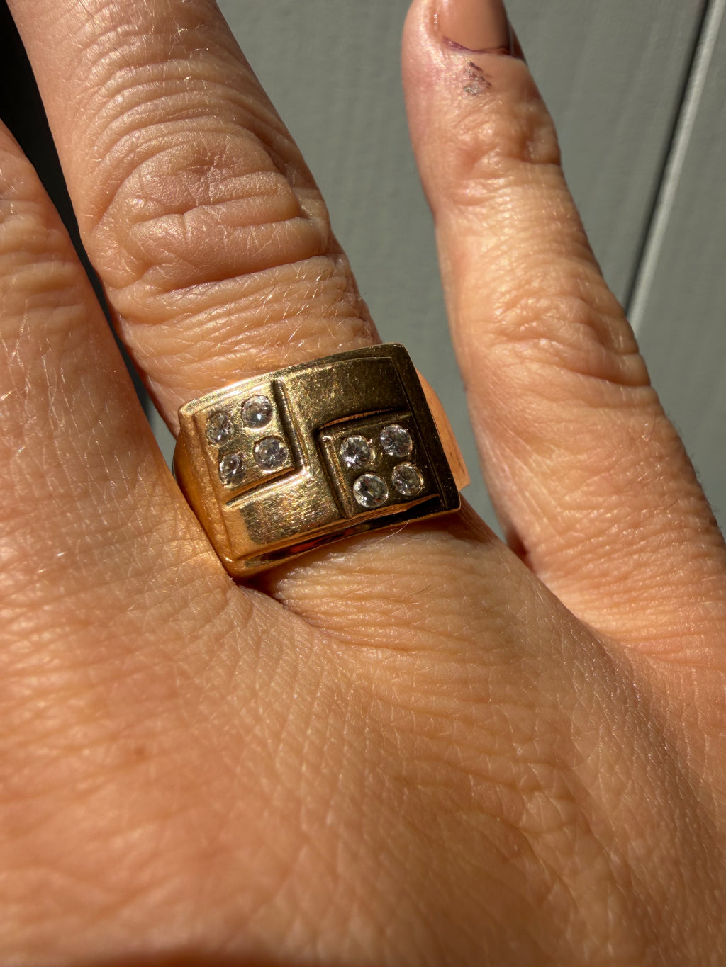 chunky 18k gold and diamond ring
