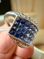 ombre sapphire, diamond and white gold ring