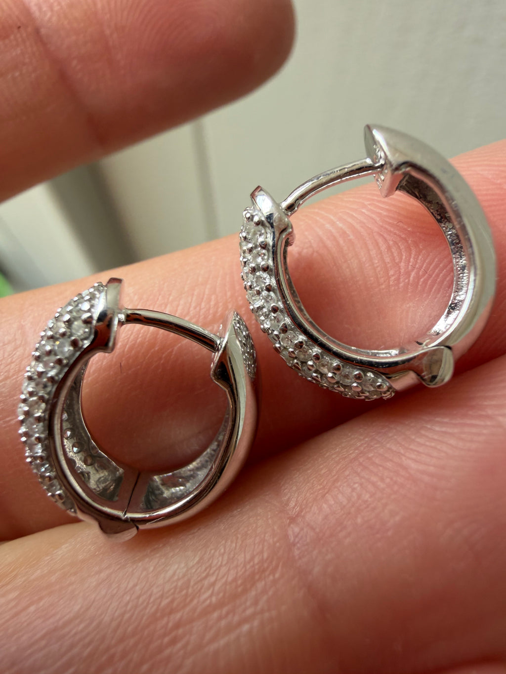 white gold diamond huggies