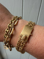 18k gold double link charm bracelet with wide customizable clasp