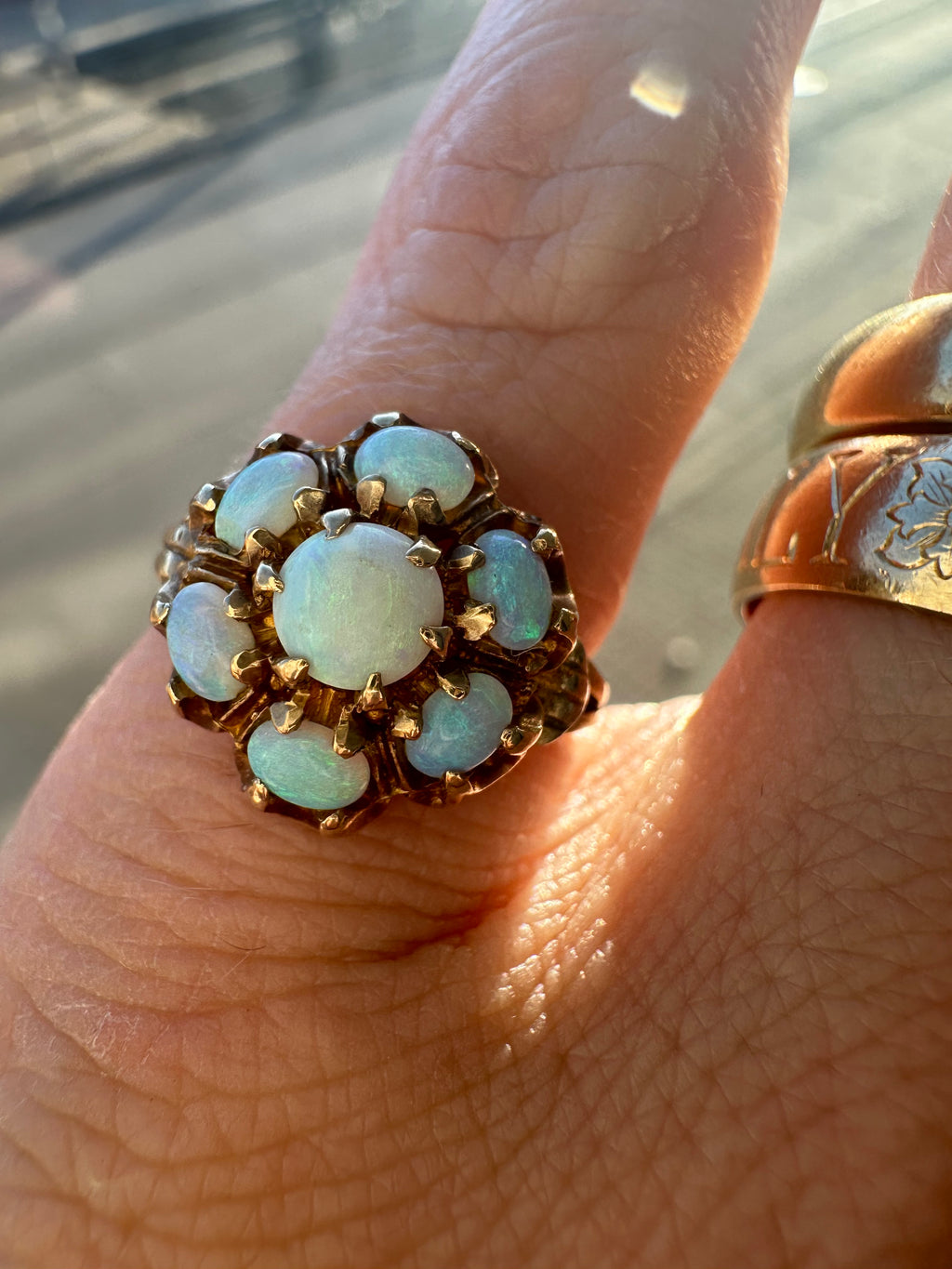 antique opal cluster ring