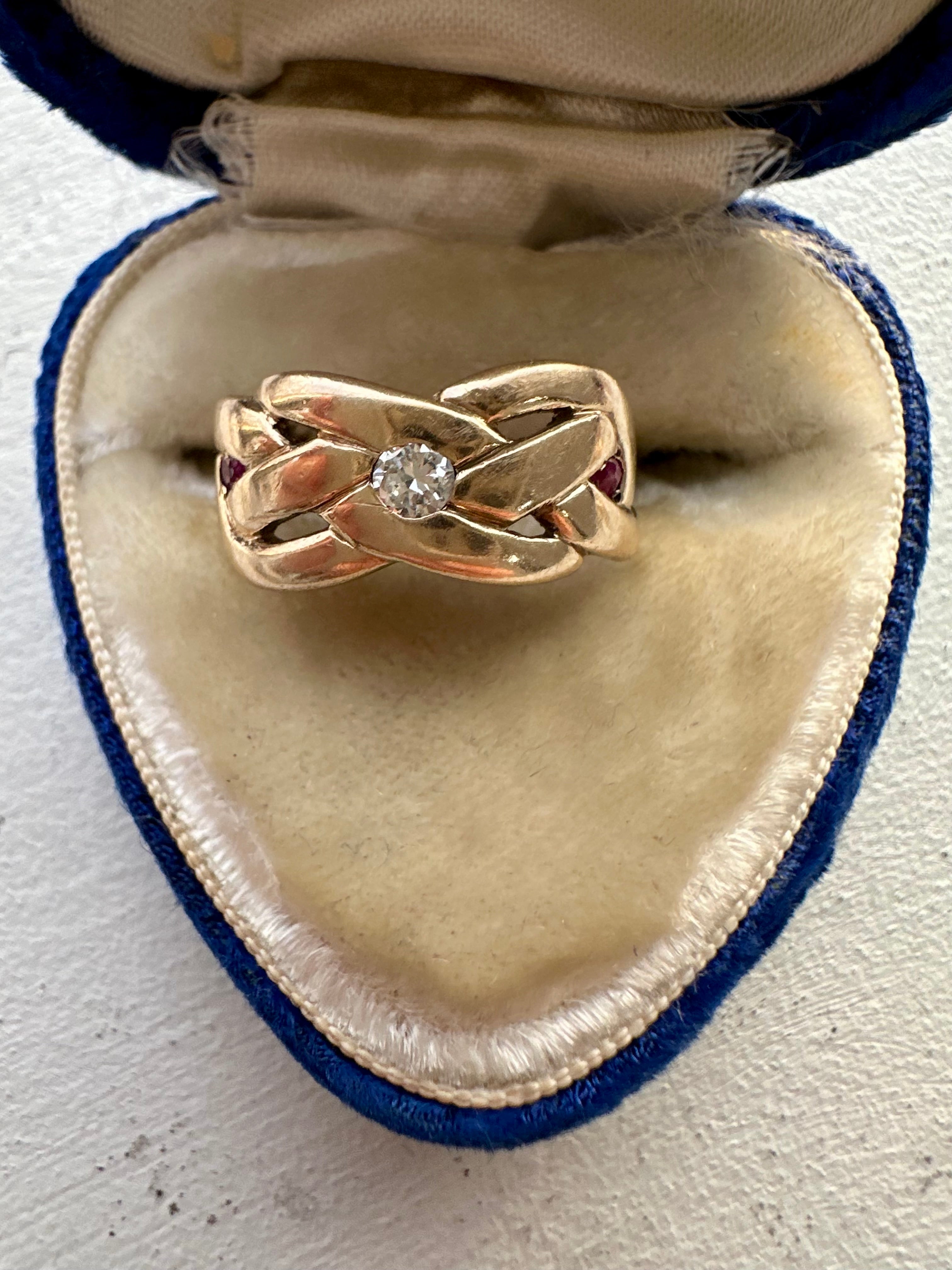 love knot with diamond and rubies