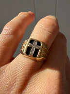 onyx and diamond cross ring