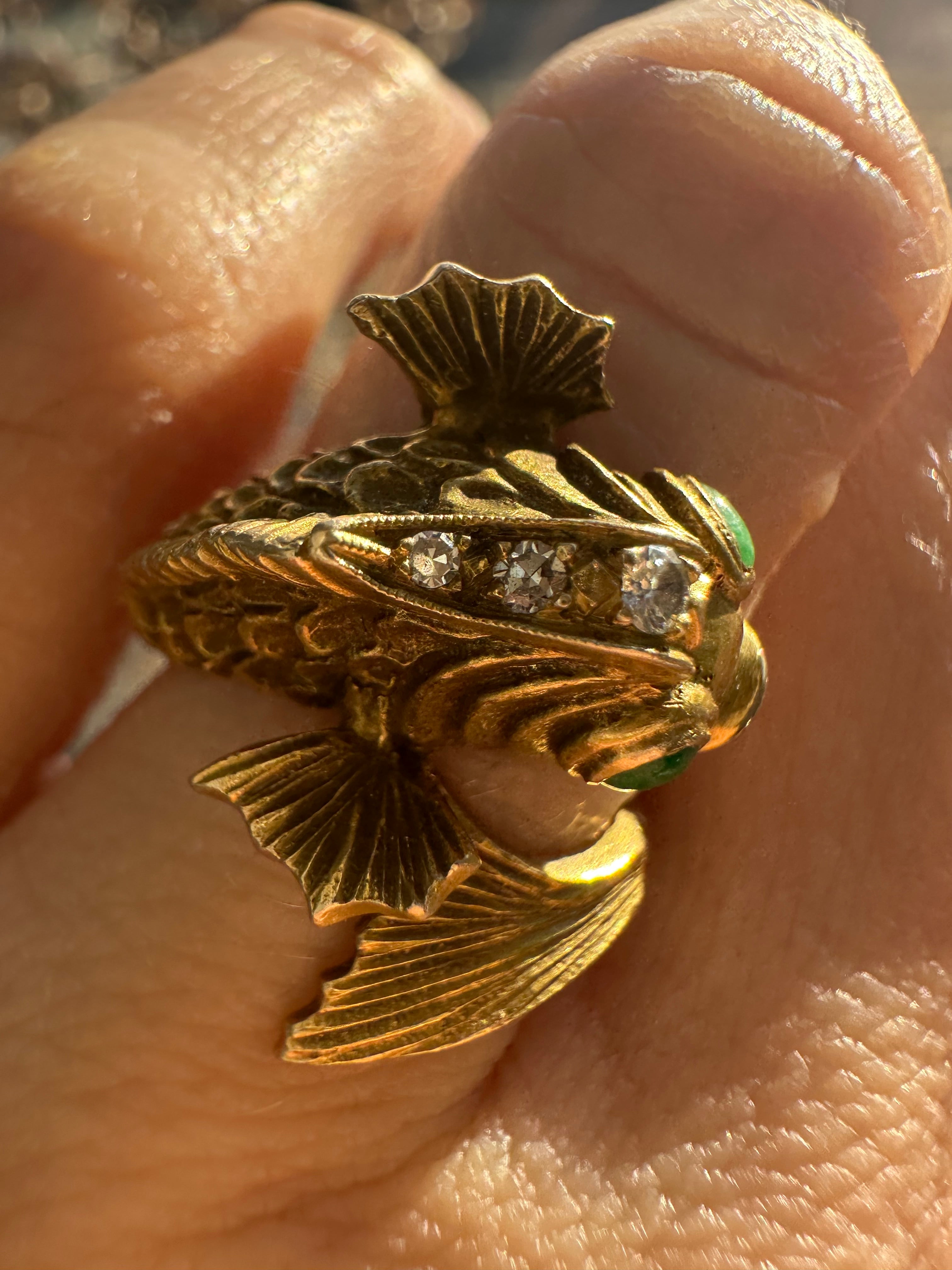 antique lucky koi fish ring