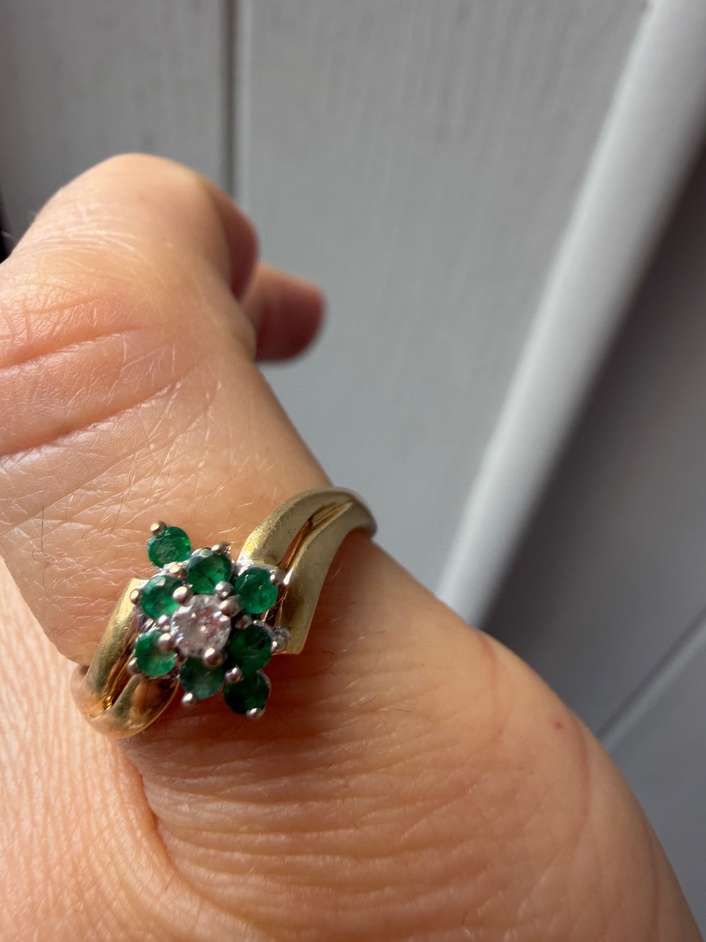 natural emerald and diamond cluster ring