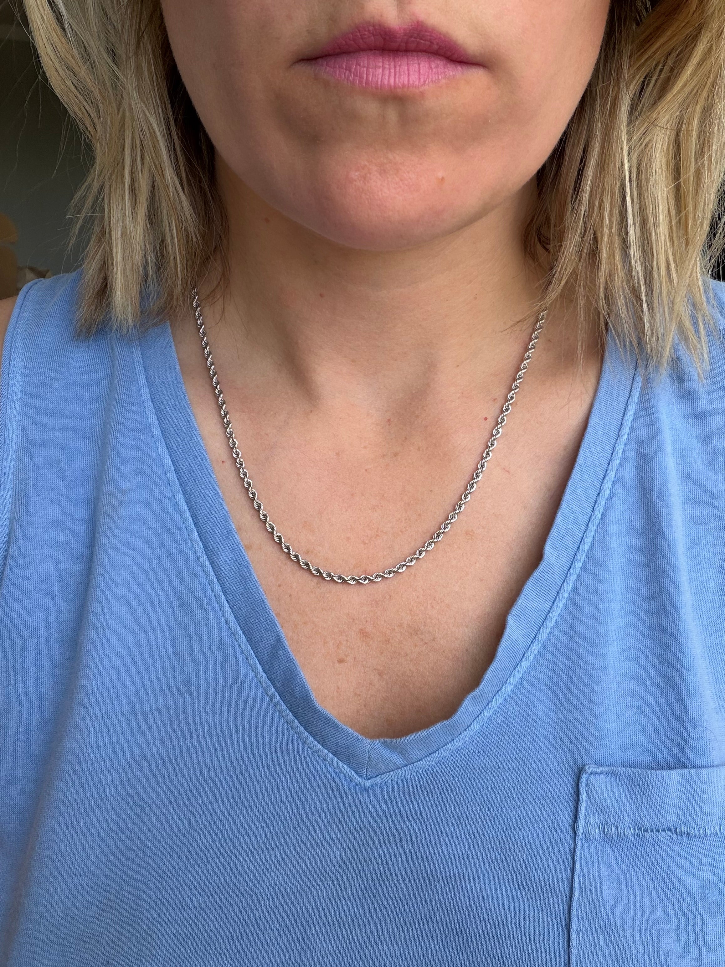 20.5" white gold rope chain