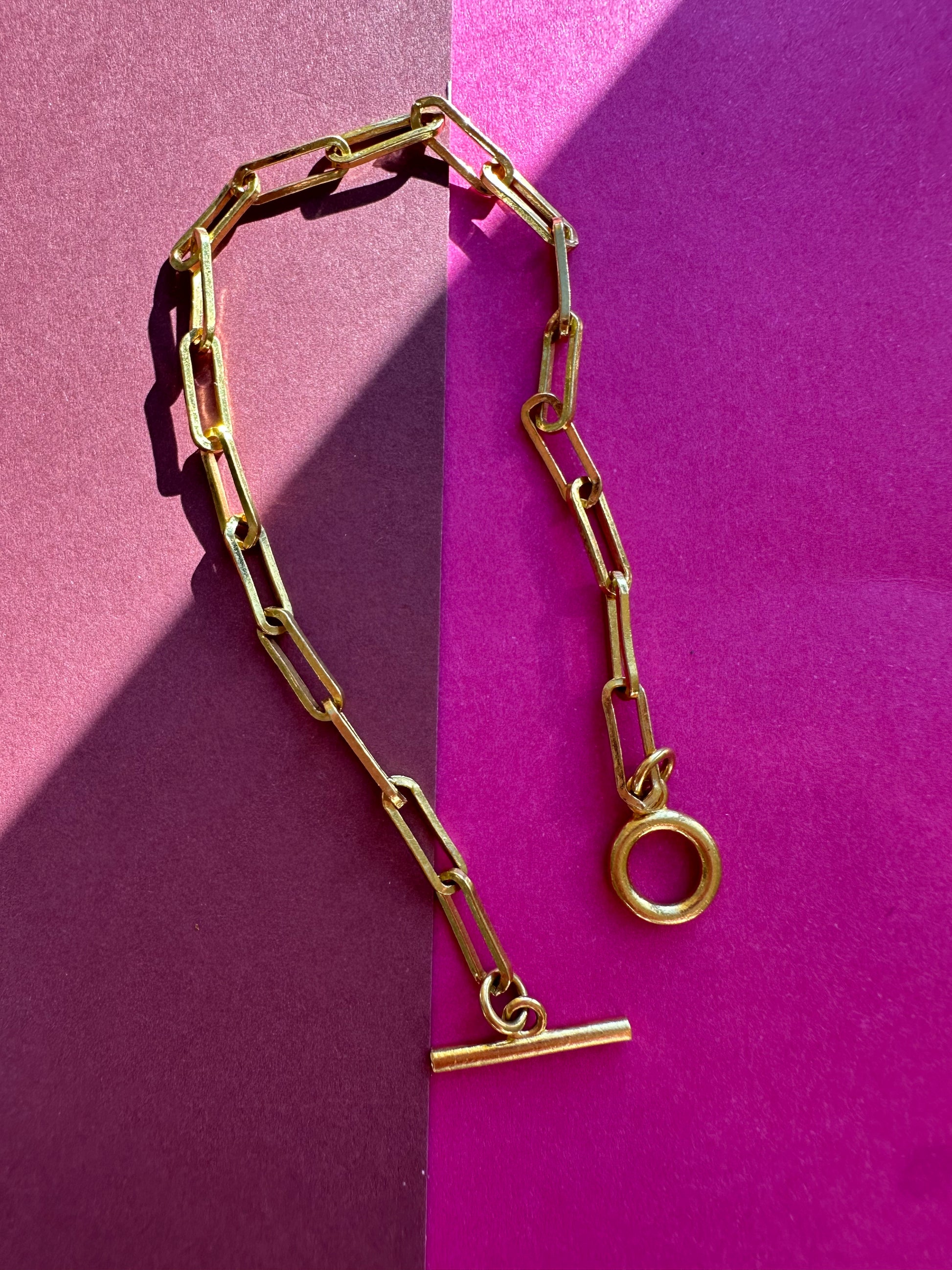 24k pure solid paperclip bracelet