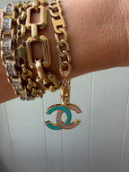 CC charm with blue enamel and crystals