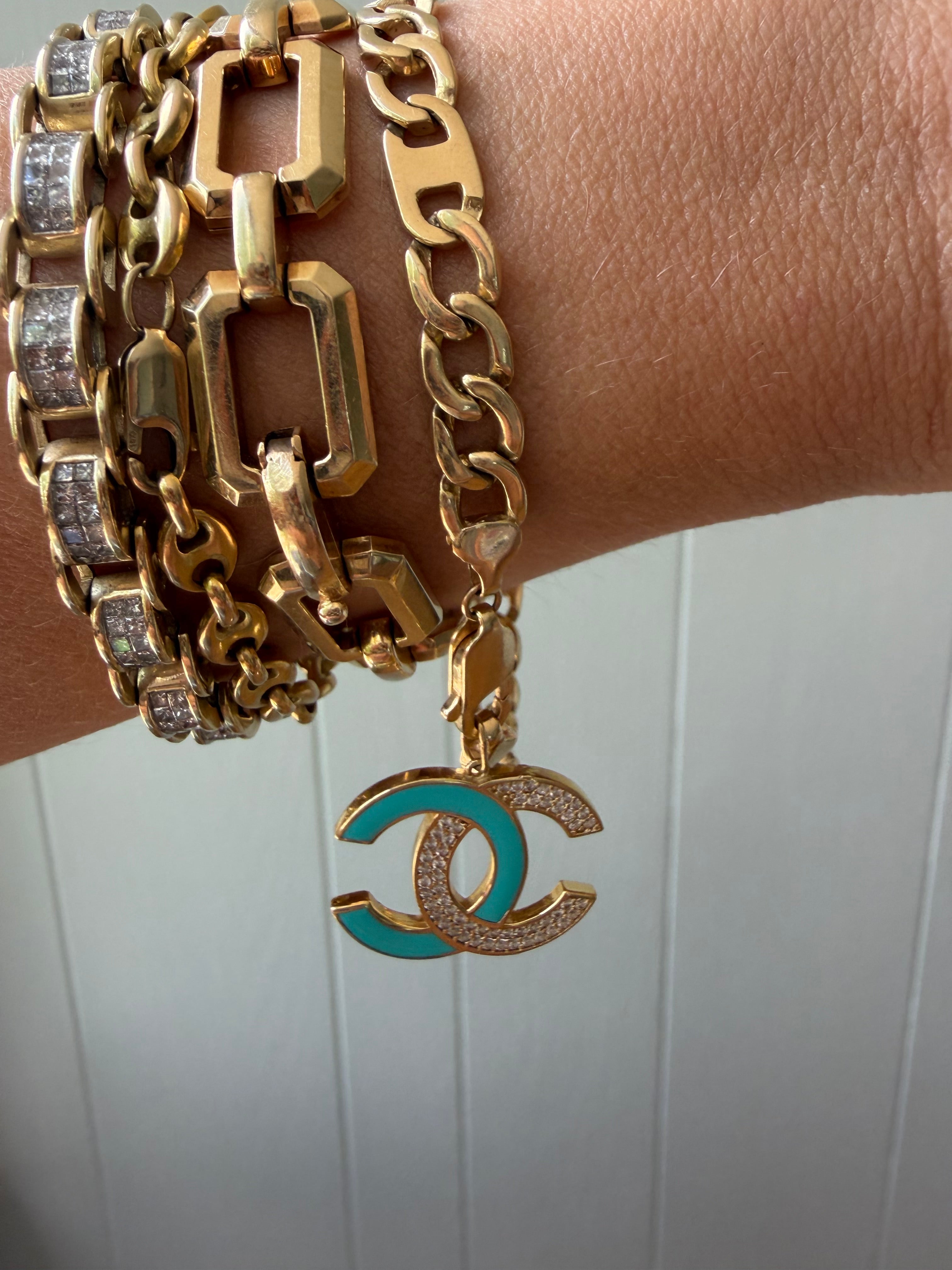CC charm with blue enamel and crystals