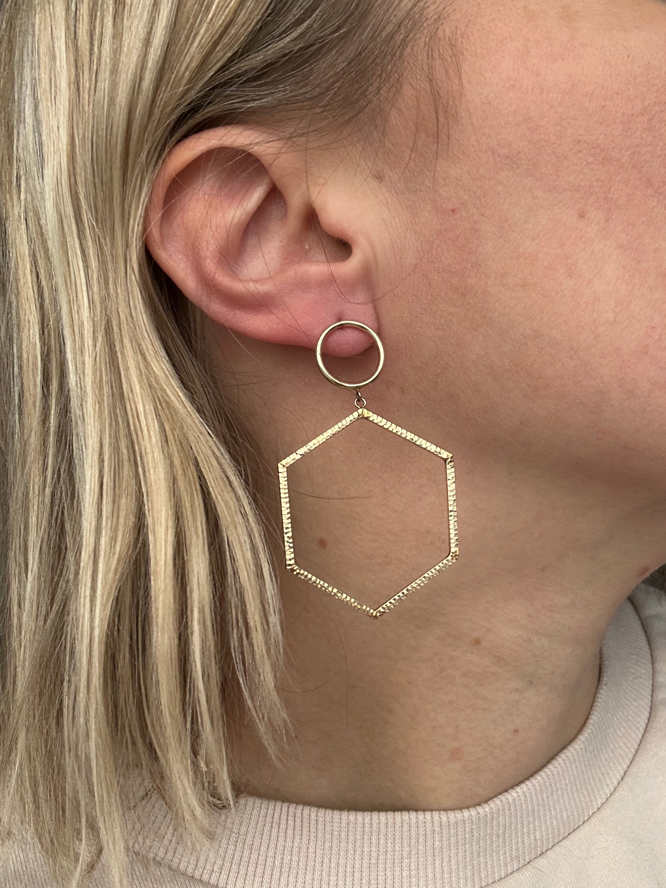 hexagon dangle statement earrings