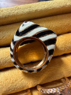 zebra striped enamel and 18k gold signet ring