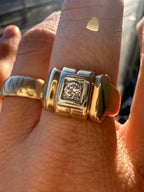 chunky two tone diamond ring