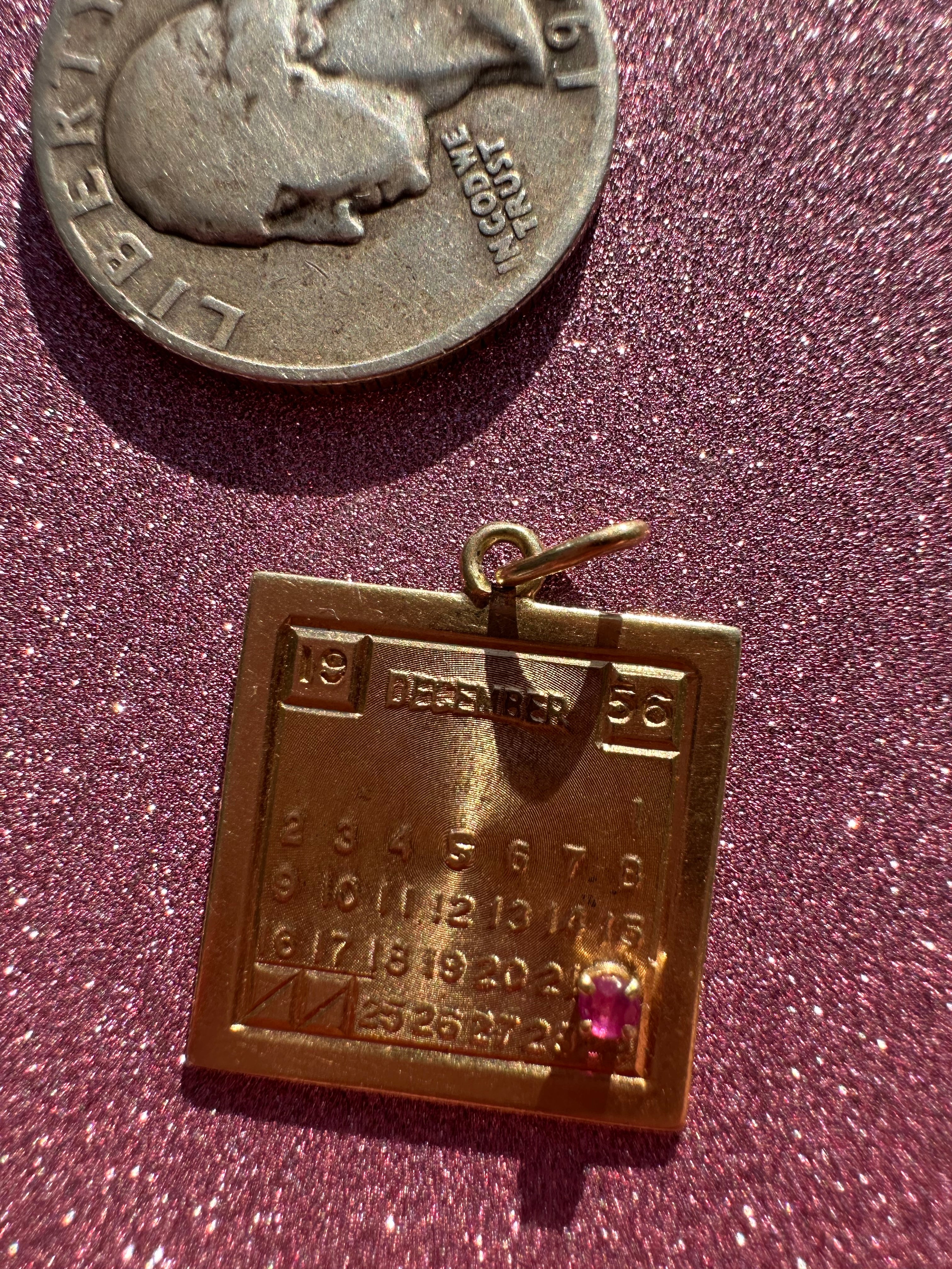 vintage December 22 1956 calendar charm