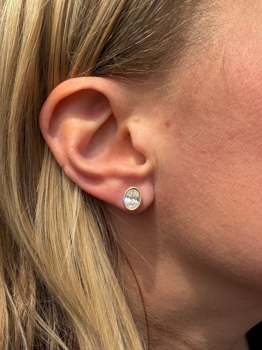 bezel and martini set lab diamond studs