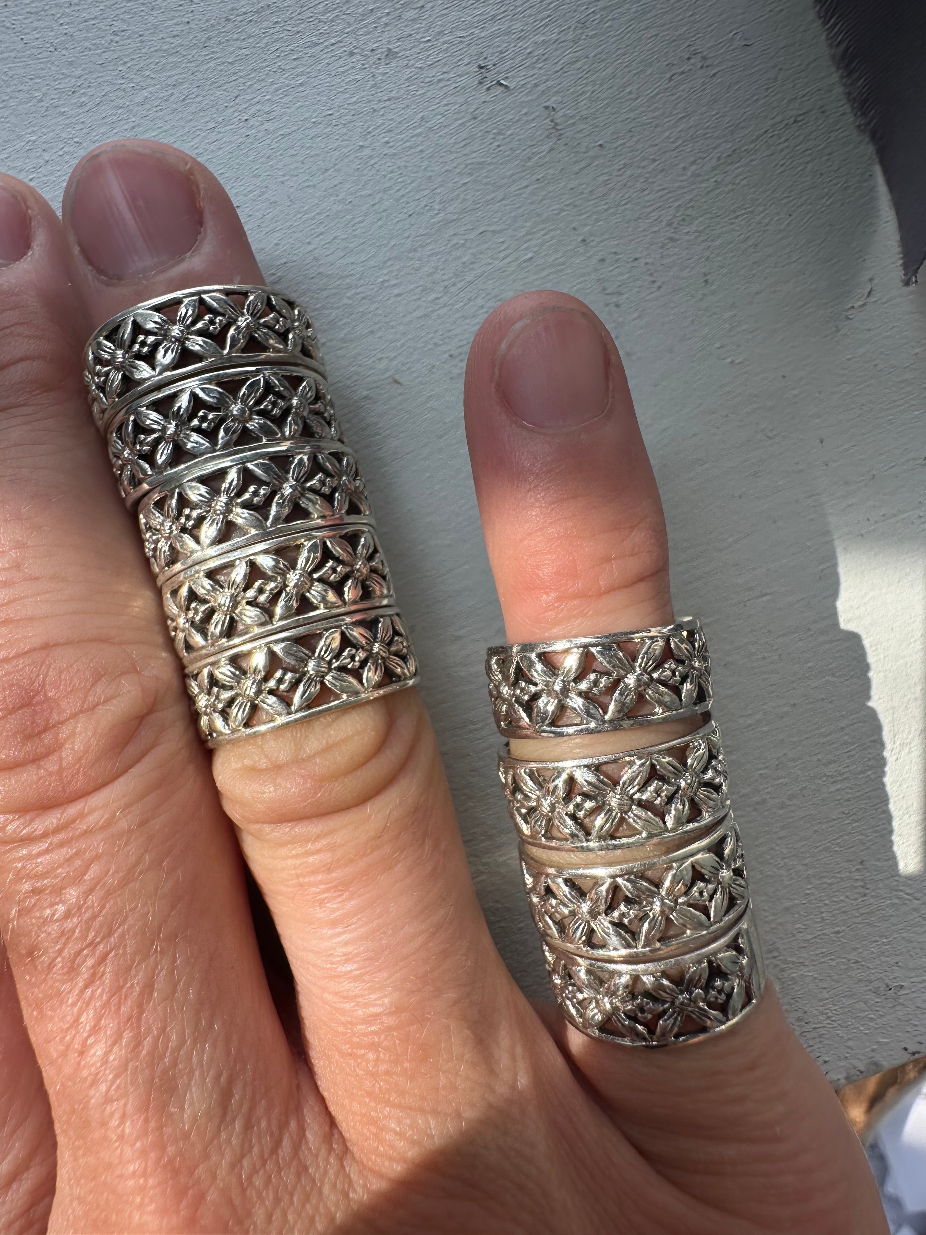 Floral Pipe cut Sterling Band