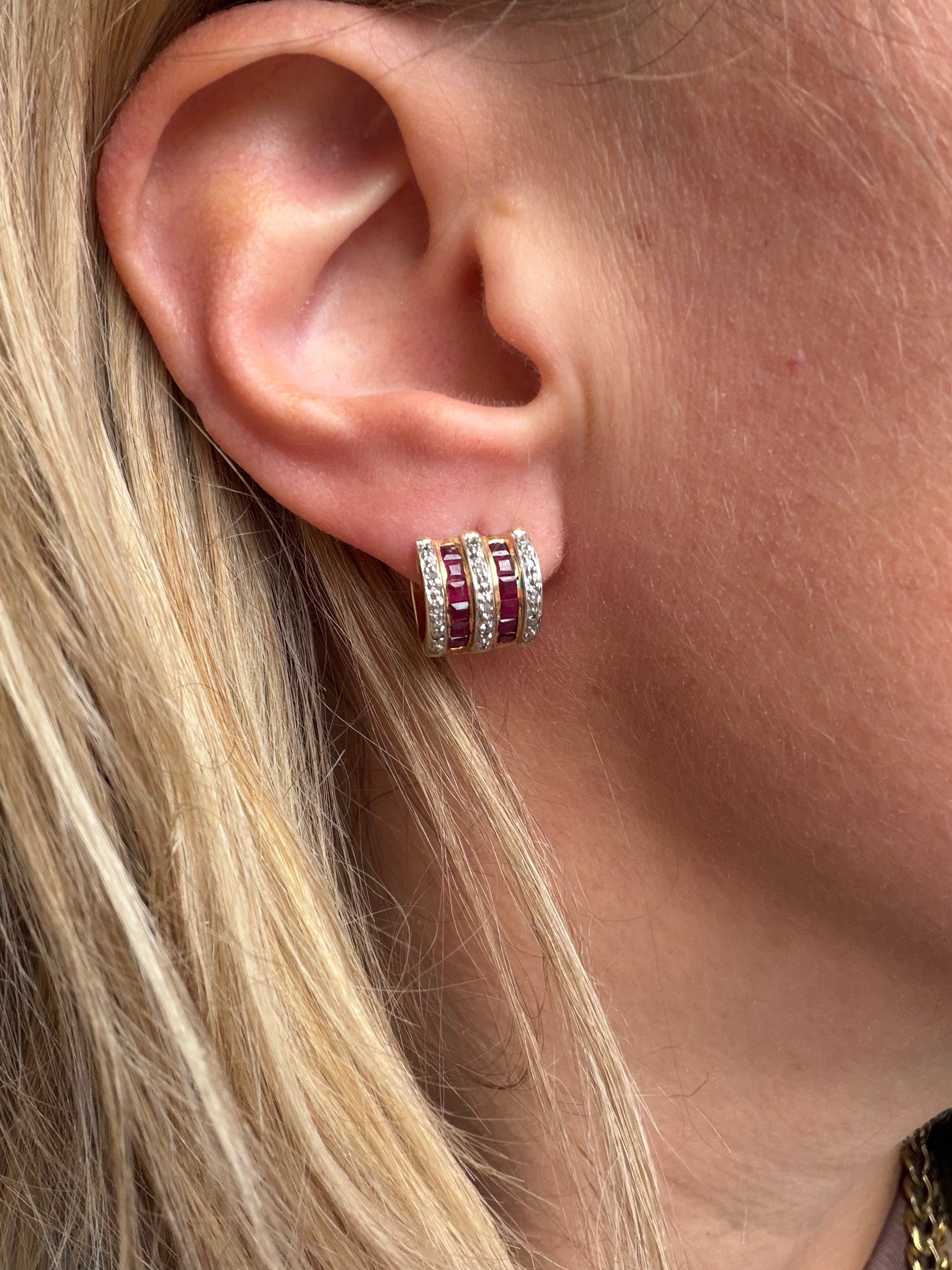 ruby and diamond huggie hoops