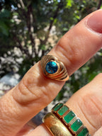 blue glass pinky heart ring