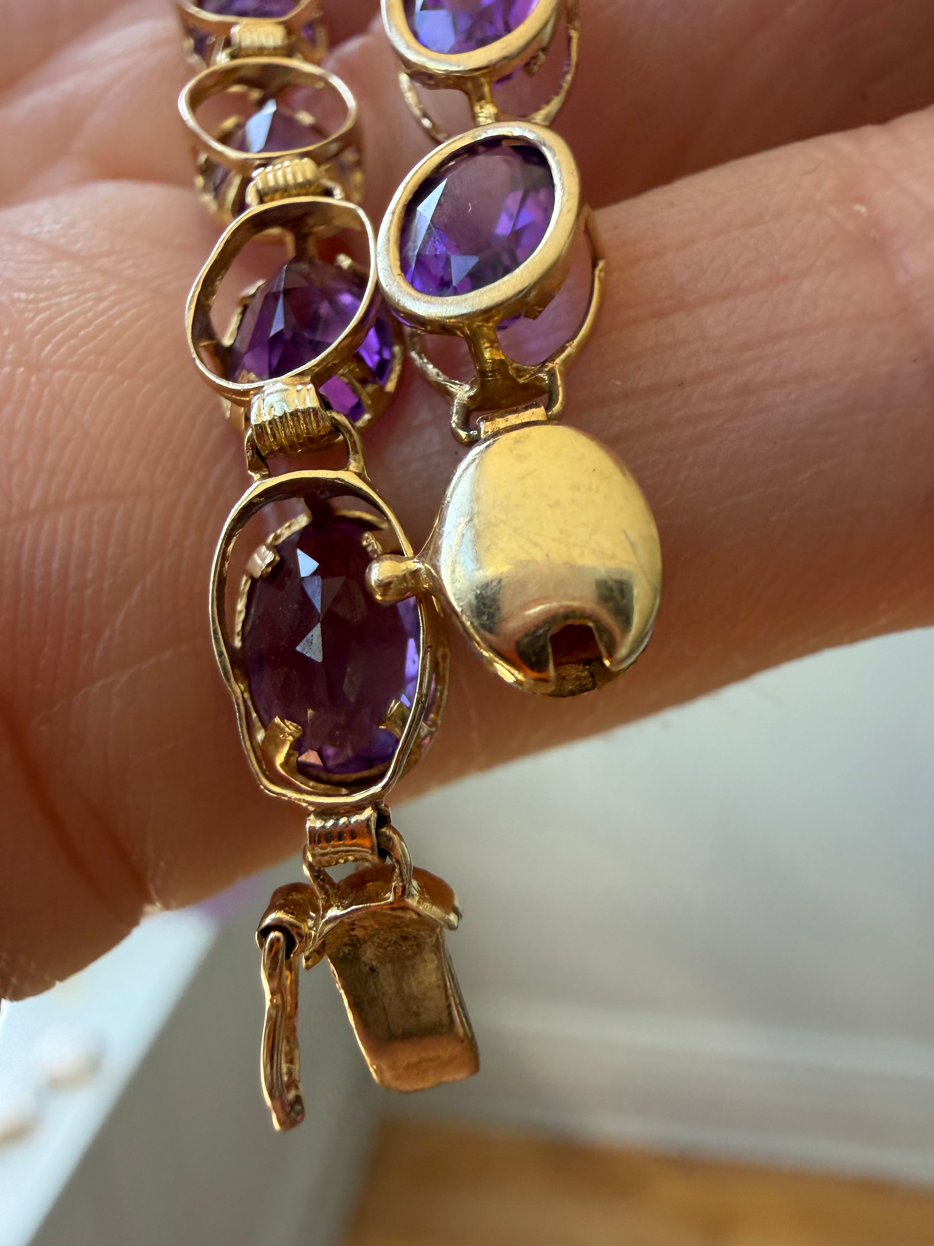 bezel set amethyst bracelet