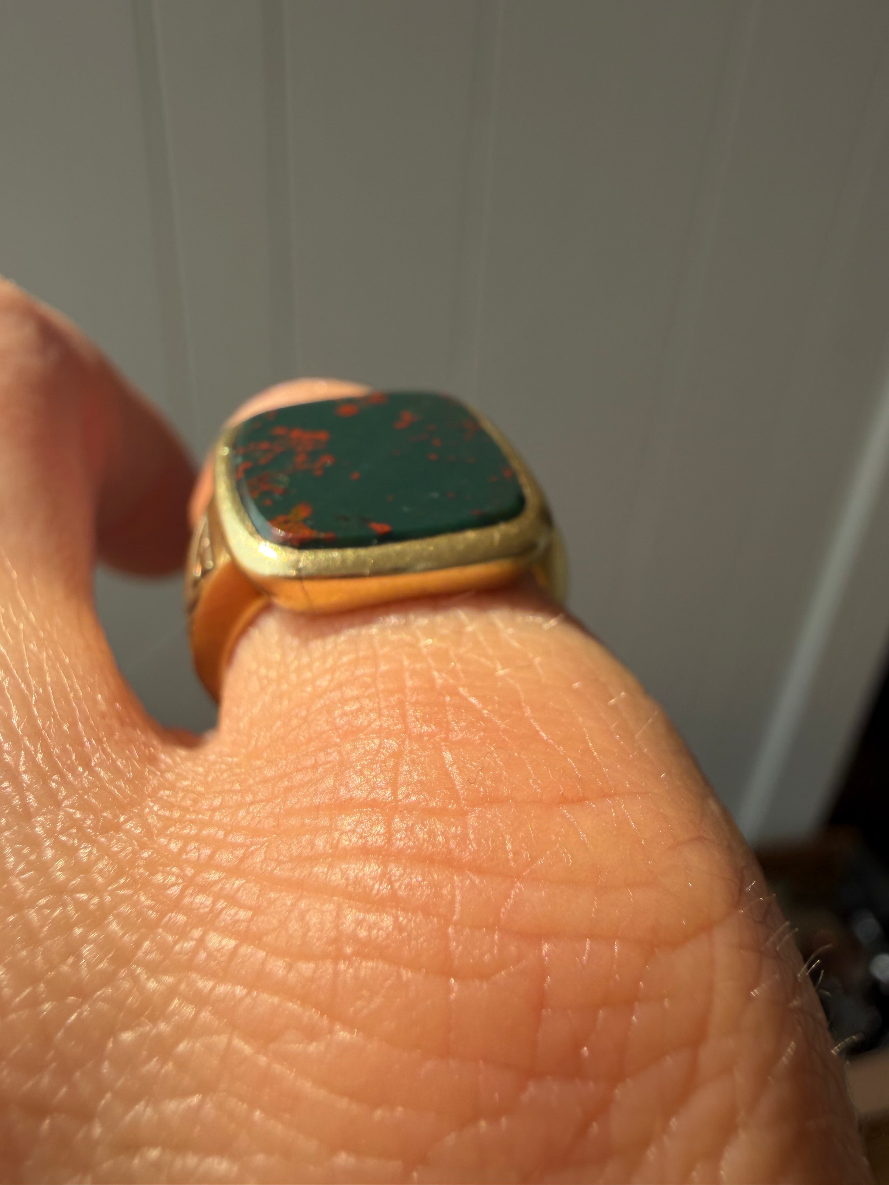 vintage JR Woods and Sons bloodstone signet