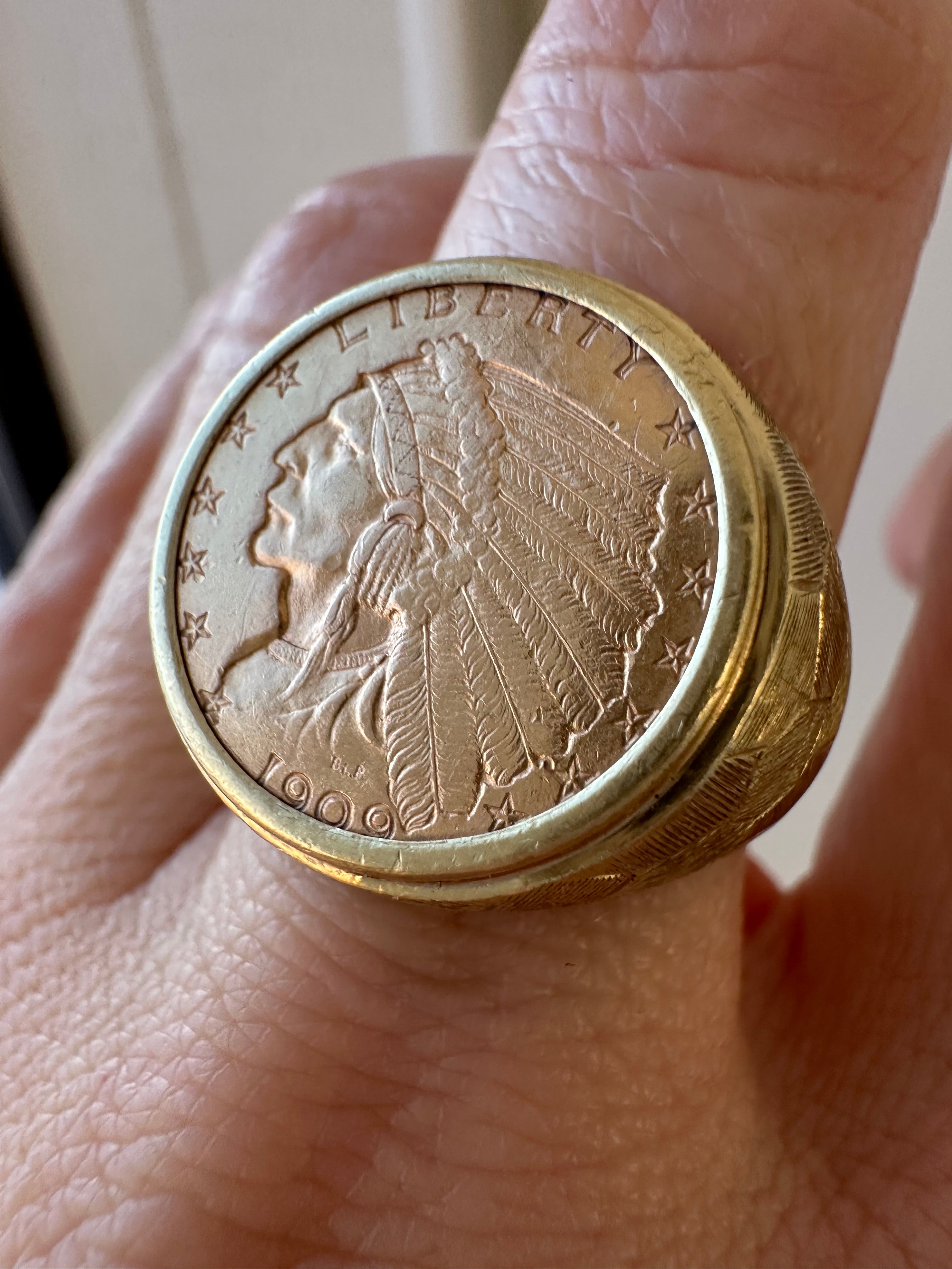 1909 $2.5 Indian Head 18k coin ring